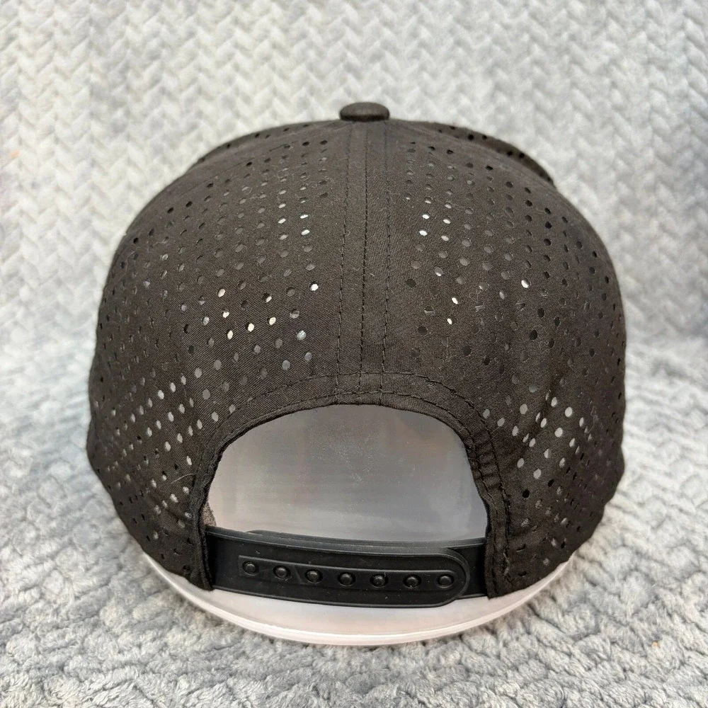 Suspended Fresh Black Snapback Hat Perforated Mesh Back Decky 5 Panel Cap